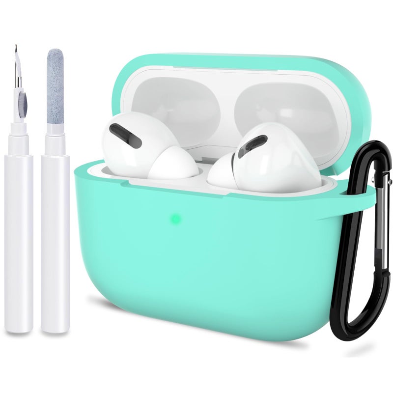 ATUAT for AirPods Pro 1st/2nd Generation Case Cover, Protective Silicone Skin Accessories with Keychain for Women Men for Apple AirPods Pro 2019/2022 Charging Case,Front LED Visible-Mint Green - Image 1